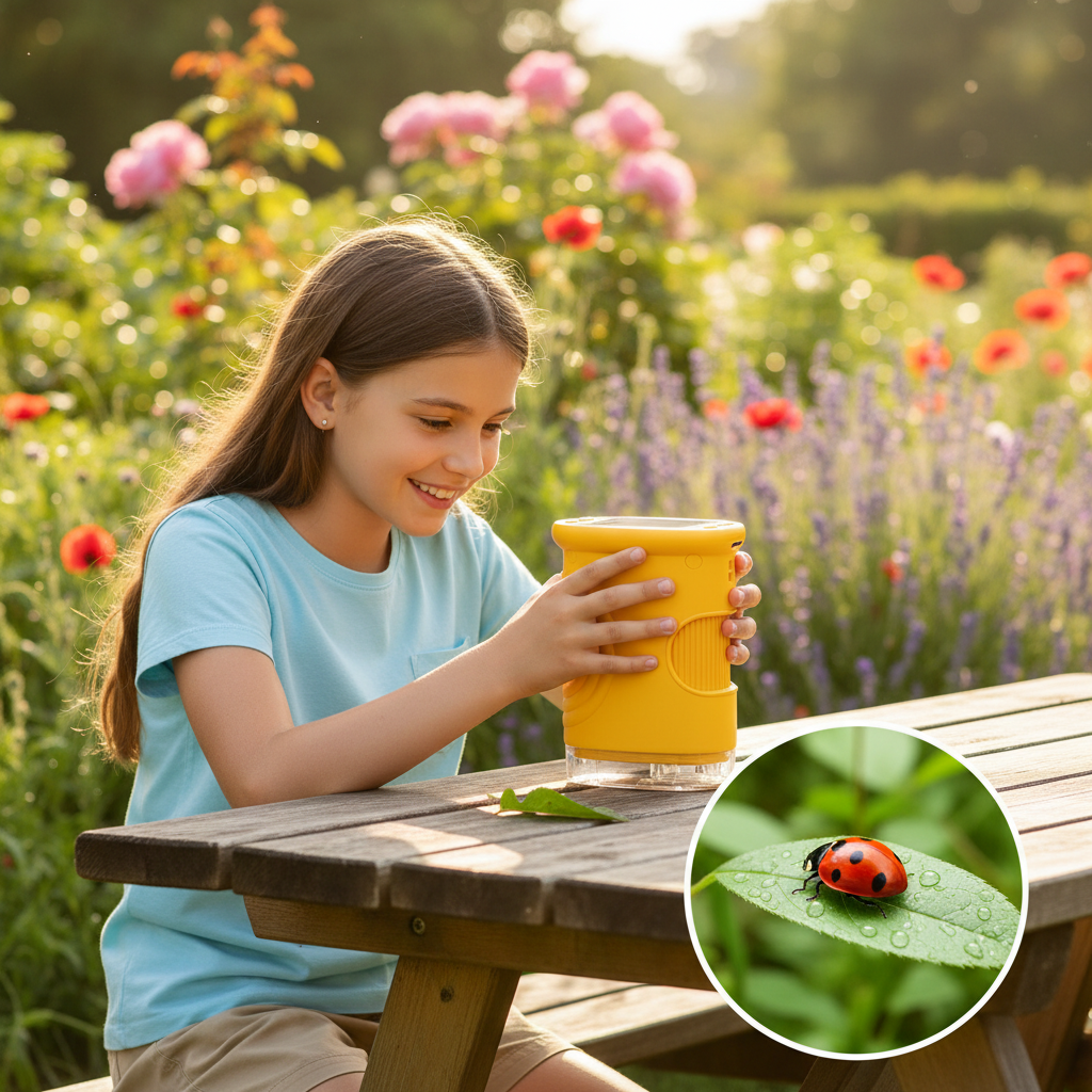 New Portable Kids Digital Microscope Camera Mini Handheld 2Inch 1000X PC Compatible Fun Real Children's for Scientific Research